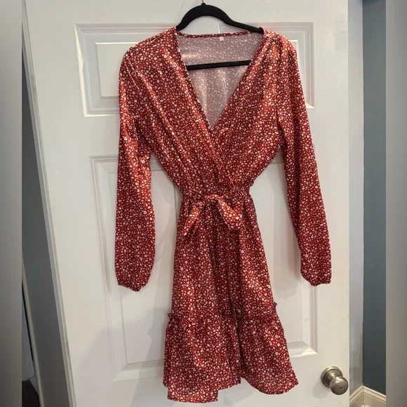 knee length dresses for ladies Faye Red Leopard Print Mini Dress main image 1